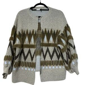 Geometric Patterned Sweater - Beige and Brown